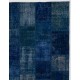Handmade Blue Patchwork Rug | Modern Overdyed Turkish Wool Carpet for Living Room, Bedroom and Kitchen Handmade Blue Patchwork Rug | Modern Overdyed Turkish Wool Carpet for Living Room, Bedroom and Kitchen
