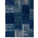 Handmade Blue Patchwork Rug | Modern Overdyed Turkish Wool Carpet for Living Room, Bedroom and Kitchen Handmade Blue Patchwork Rug | Modern Overdyed Turkish Wool Carpet for Living Room, Bedroom and Kitchen