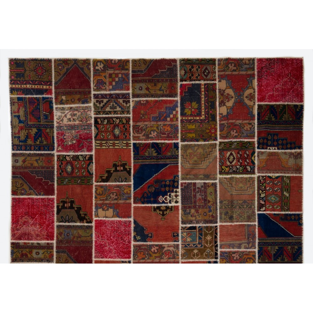 Handmade Patchwork Rug, Natural & Undyed, Authentic Vintage Carpet