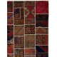 Vintage Wool Patchwork Rug in Shades of Red and Terracotta | Hand-Knotted Turkish Carpet for Living Room and Bedroom Vintage Wool Patchwork Rug in Shades of Red and Terracotta | Hand-Knotted Turkish Carpet for Living Room and Bedroom