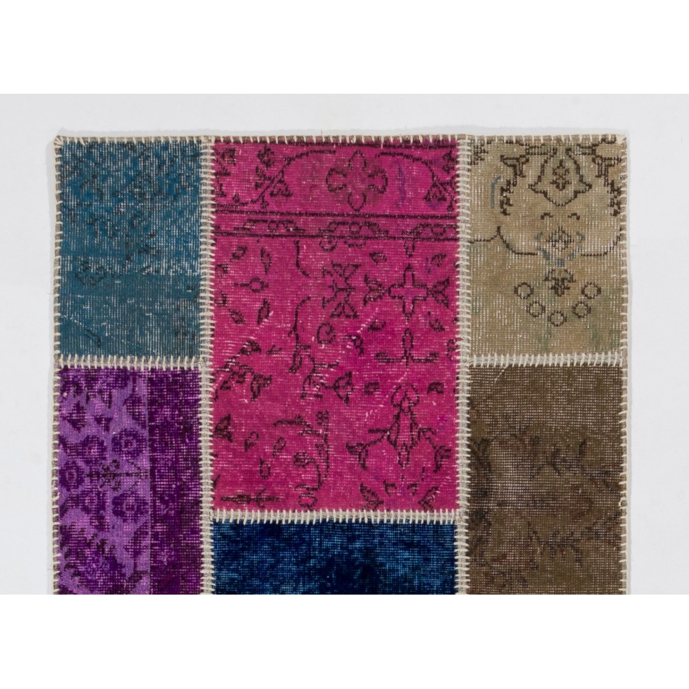 Colorful Handknotted Patchwork Runner Rug for Corridor, Entryway and Hallway Decor | Wool Rug for Kitchen | Stair Rug Colorful Handknotted Patchwork Runner Rug for Corridor, Entryway and Hallway Decor | Wool Rug for Kitchen | Stair Rug