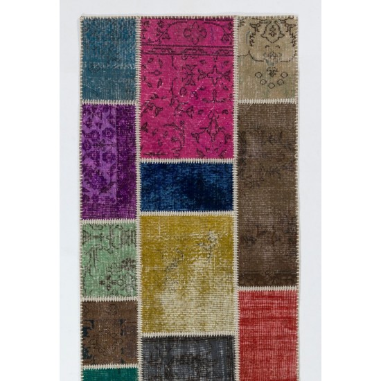 Handmade Patchwork Rug Made from Over-Dyed Vintage Carpets, CUSTOM OPTIONS Av. Handmade Patchwork Rug Made from Over-Dyed Vintage Carpets, CUSTOM OPTIONS Av.