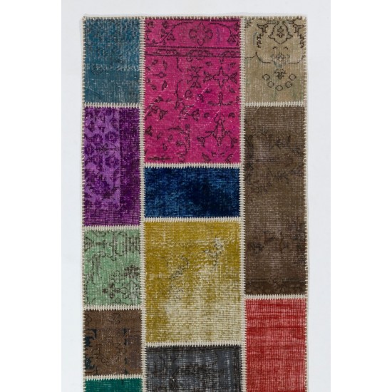 Colorful Handmade Central Anatolian Runner Rug for Hallway Decor, Custom Multicolor Carpet