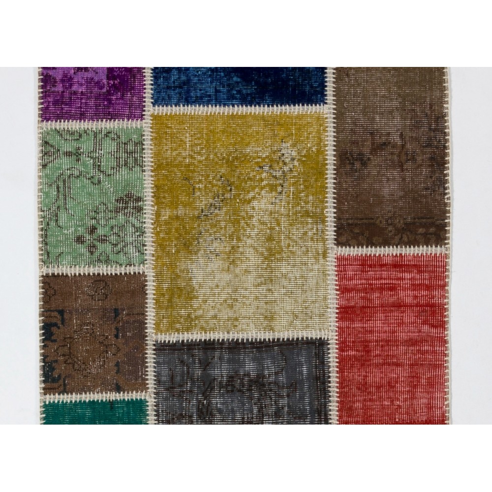 Colorful Handknotted Patchwork Runner Rug for Corridor, Entryway and Hallway Decor | Wool Rug for Kitchen | Stair Rug Colorful Handknotted Patchwork Runner Rug for Corridor, Entryway and Hallway Decor | Wool Rug for Kitchen | Stair Rug