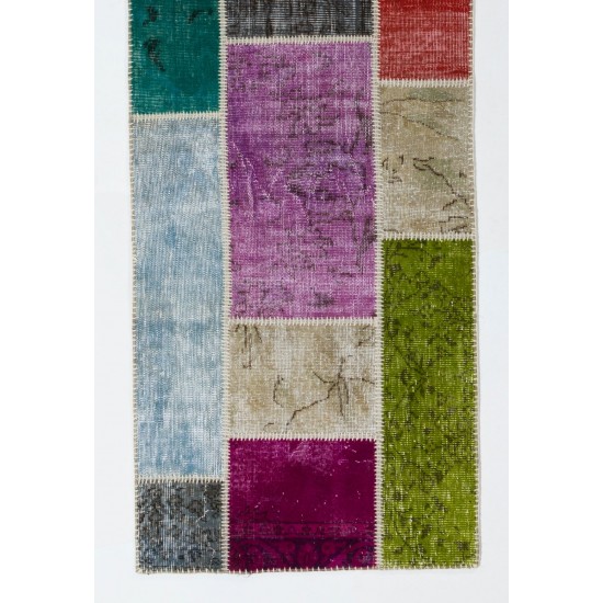 Colorful Handmade Central Anatolian Runner Rug for Hallway Decor, Custom Multicolor Carpet