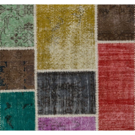 Handmade Patchwork Rug Made from Over-Dyed Vintage Carpets, CUSTOM OPTIONS Av. Handmade Patchwork Rug Made from Over-Dyed Vintage Carpets, CUSTOM OPTIONS Av.