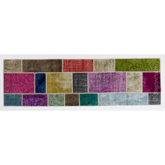 Colorful Handmade Central Anatolian Runner Rug for Hallway Decor, Custom Multicolor Carpet