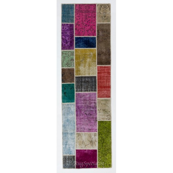 Colorful Handmade Central Anatolian Runner Rug for Hallway Decor, Custom Multicolor Carpet