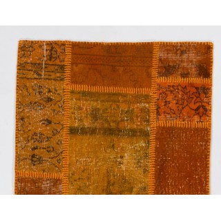 Orange Handknotted Patchwork Runner Rug for Corridor, Entryway and Hallway Decor | Wool Rug for Kitchen | Stair Rug Orange Handknotted Patchwork Runner Rug for Corridor, Entryway and Hallway Decor | Wool Rug for Kitchen | Stair Rug