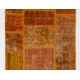 Orange Handknotted Patchwork Runner Rug for Corridor, Entryway and Hallway Decor | Wool Rug for Kitchen | Stair Rug