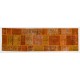 Patchwork Runner Rug in Shades of Orange. Handmade Re-Dyed Turkish Vintage Carpet for Hallway Decor