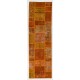 Patchwork Runner Rug in Shades of Orange. Handmade Re-Dyed Turkish Vintage Carpet for Hallway Decor