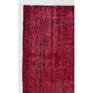 Vintage Handmade Turkish Rug Over-dyed in Red Color
