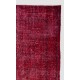 Handmade Vintage Turkish Rug Over-dyed in Red Color