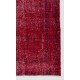 Handmade Vintage Turkish Rug Over-dyed in Red Color