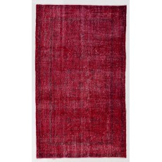 Vintage Handmade Turkish Rug Over-dyed in Red Color