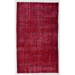 Vintage Handmade Turkish Rug Over-dyed in Red Color
