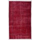Handmade Vintage Turkish Rug Over-dyed in Red Color