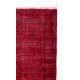 Vintage Handmade Anatolian Rug Over-dyed in Red Color for Modern Interiors