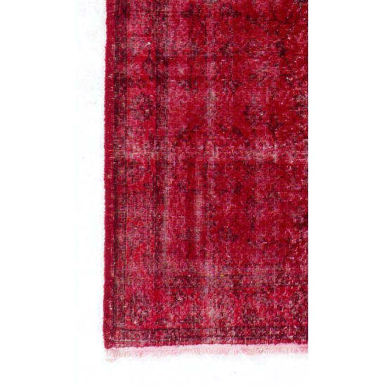 Vintage Handmade Anatolian Rug Over-dyed in Red Color for Modern Interiors Vintage Handmade Anatolian Rug Over-dyed in Red Color for Modern Interiors