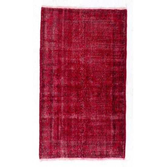 Vintage Handmade Anatolian Rug Over-dyed in Red Color for Modern Interiors Vintage Handmade Anatolian Rug Over-dyed in Red Color for Modern Interiors