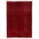 Red Color Over-dyed Vintage Distressed Handmade Turkish Rug