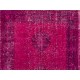 Vintage Handmade Turkish Runner Rug Over-dyed in Pink Color. Woolen Floor Covering
