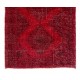 Vintage Handmade Konya Sille Runner Rug Overdyed in Red Color