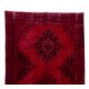 Vintage Handmade Konya Sille Runner Rug Overdyed in Red Color