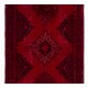 Vintage Handmade Konya Sille Runner Rug Overdyed in Red Color