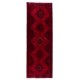 Vintage Handmade Konya Sille Runner Rug Overdyed in Red Color