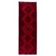 Vintage Handmade Konya Sille Runner Rug Overdyed in Red Color