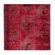 Distressed Vintage Handmade Konya Sille Runner Rug Overdyed in Red Color