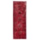 Distressed Vintage Handmade Konya Sille Runner Rug Overdyed in Red Color