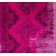 Distressed Vintage Handmade Konya Sille Runner Rug Overdyed in Fuchsia Pink Color