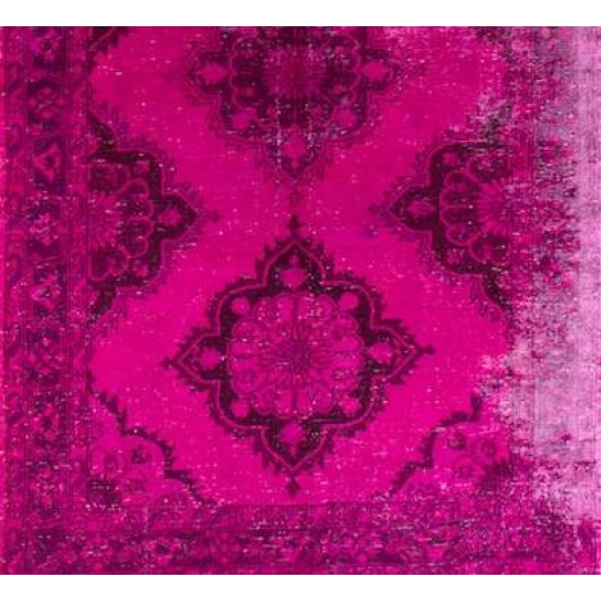 Distressed Vintage Handmade Konya Sille Runner Rug Overdyed in Fuchsia Pink Color Distressed Vintage Handmade Konya Sille Runner Rug Overdyed in Fuchsia Pink Color