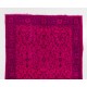Fuchsia Pink Color Overdyed Handmade Vintage Turkish Rug with Floral Design