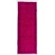 Fuchsia Pink Color Overdyed Handmade Vintage Turkish Rug with Floral Design