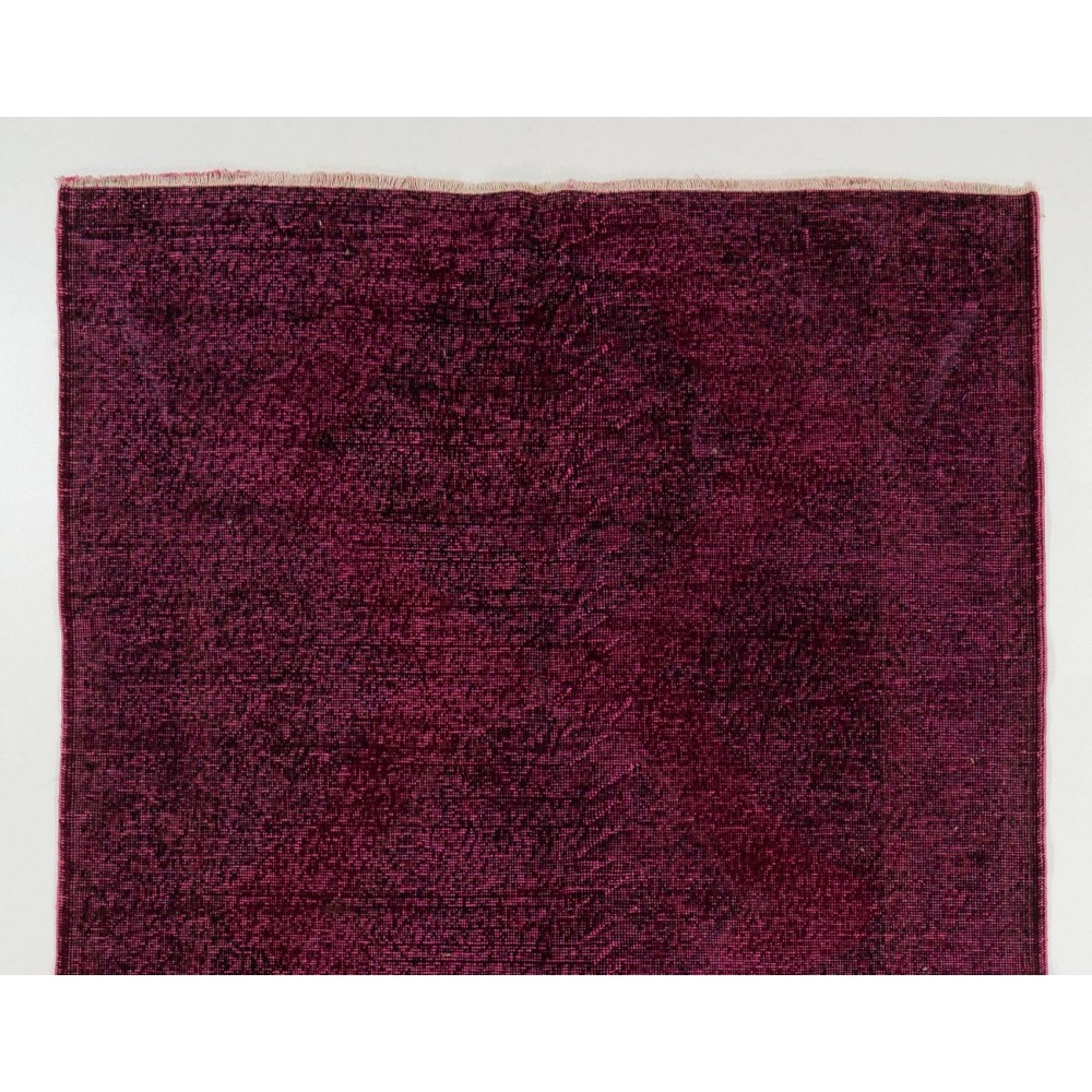 Vintage Handmade Konya Sille Runner Rug Overdyed in Maroon Red Color