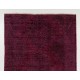 Vintage Handmade Konya Sille Runner Rug Overdyed in Maroon Red Color