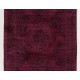 Vintage Handmade Konya Sille Runner Rug Overdyed in Maroon Red Color