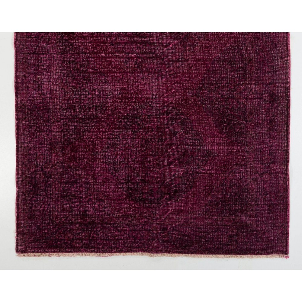 Vintage Handmade Konya Sille Runner Rug Overdyed in Maroon Red Color