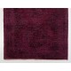 Vintage Handmade Konya Sille Runner Rug Overdyed in Maroon Red Color