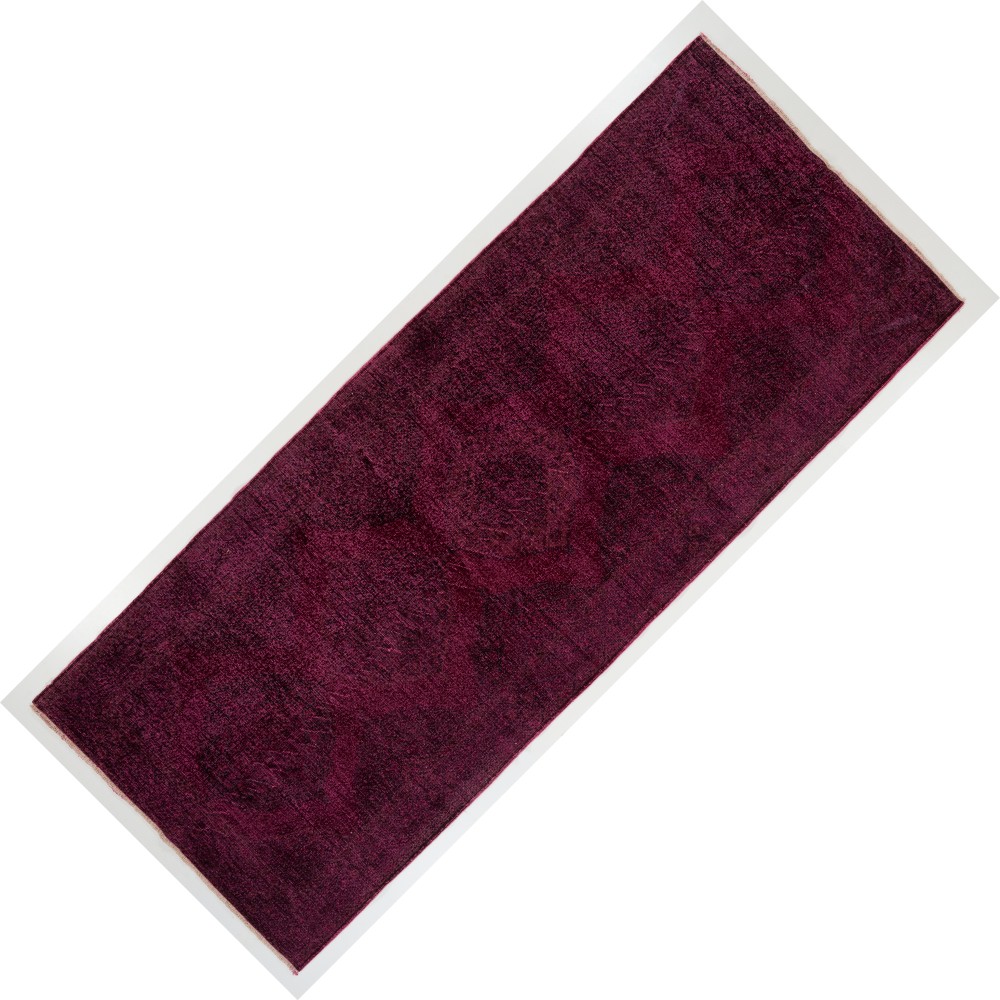 Vintage Handmade Konya Sille Runner Rug Overdyed in Maroon Red Color