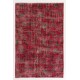 Red Mid-Century Modern Handmade Turkish Rug designed by Zeki Muren