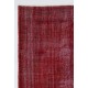 Distressed Vintage Handmade Anatolian Rug Over-dyed in Red Color