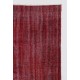 Distressed Vintage Handmade Anatolian Rug Over-dyed in Red Color