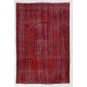 Distressed Vintage Handmade Anatolian Rug Over-dyed in Red Color