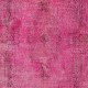 Distressed Vintage Handmade Turkish Rug with Medallion Design Over-dyed in Pink Color.