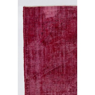 Distressed Vintage Handmade Turkish Rug Over-dyed in Red Color